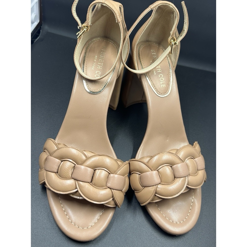 Kenneth Cole New York Women's Almond Toe Block Heel  Sandals, Brown Size 8M 412